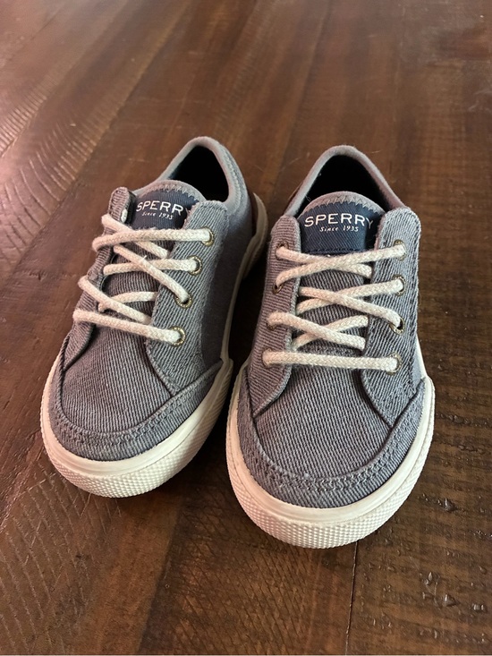 Sperry Other - Sperry Kids Gray Canvas Lace-Up Boat Sneakers with White Sole